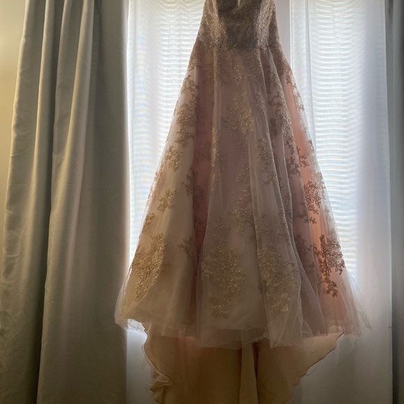 Wedding dress, size 12 blush gold ball gown - Picture 2 of 6